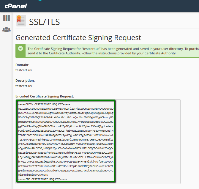 ایجاد کد CSR برای صدور SSL در سی پنل