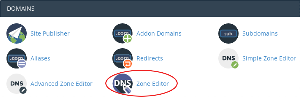 بخش Zone Editor در سی پنل برای افزودن رکورد DNS