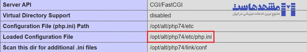 مسیر فایل php.ini در سی پنل