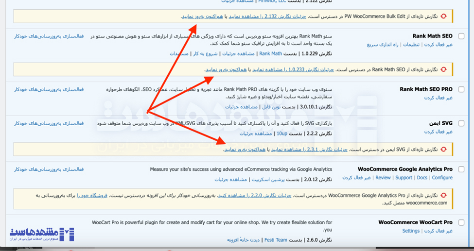 بهروز رسانی وردپرس جهت رفع مشکل صفحه سفید وردپرس