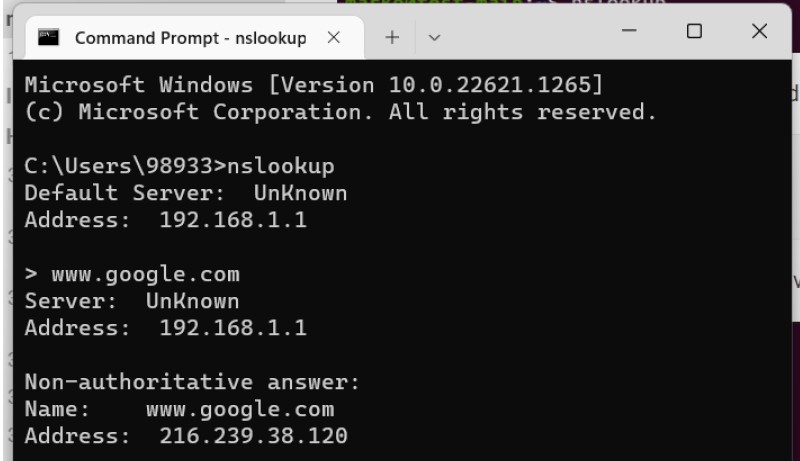 دستور nslookup